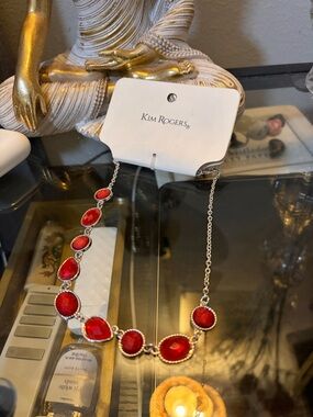 Kim Rogers Red Faceted Bezel Necklace